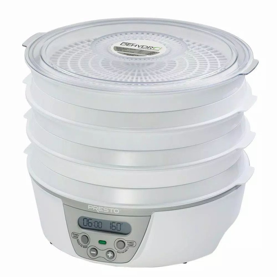 * Food Processing | Food Processing Presto Dehydro 6 Tray White Digital Electric Food Dehydrator With Digital Thermostat And Timer