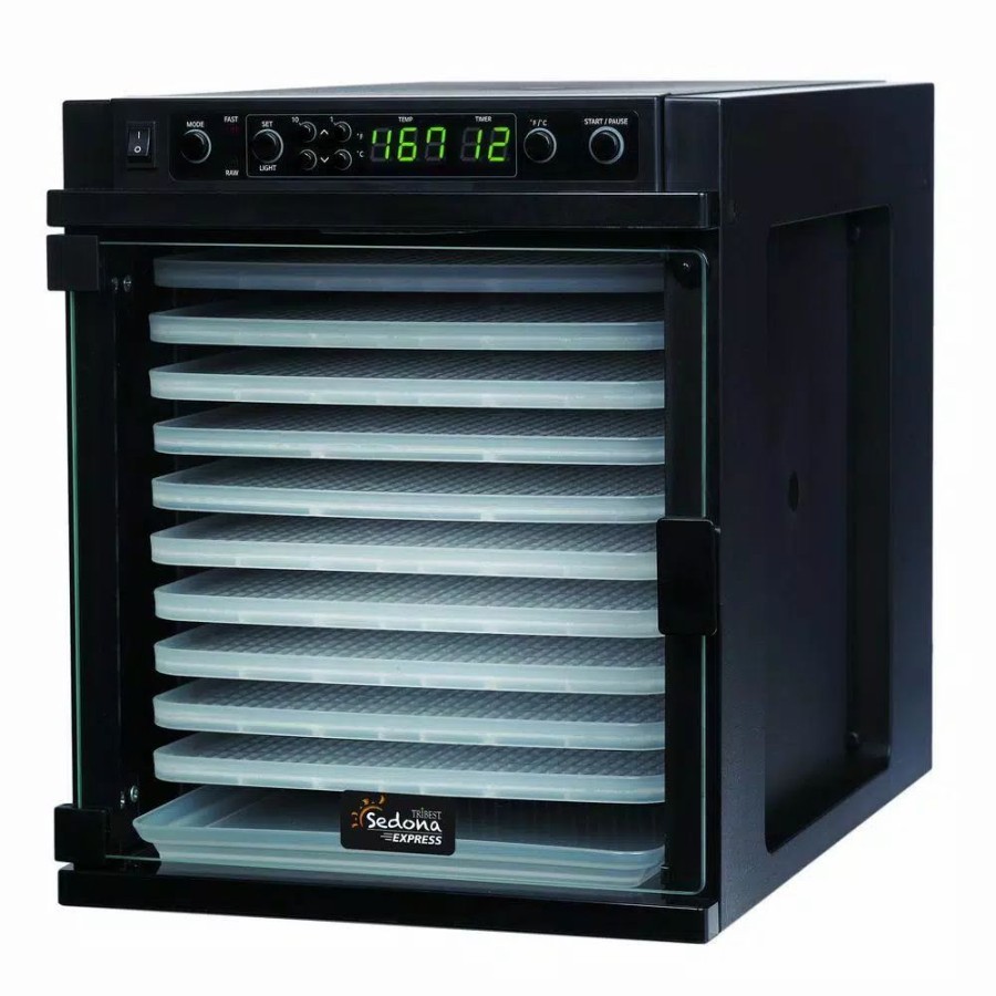 * Food Processing | Food Processing Tribest Sedona Express 11-Tray Black Food Dehydrator With Built-In Timer