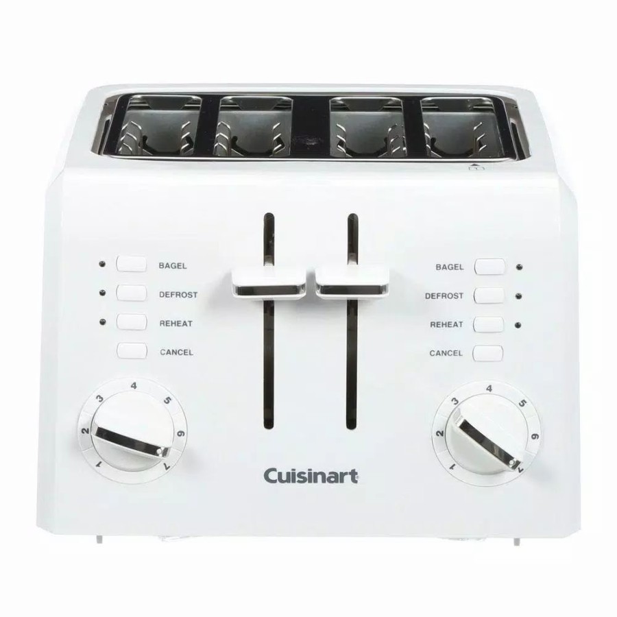 * Toasters | Toasters Cuisinart Compact 4-Slice White Wide Slot Toaster With Crumb Tray