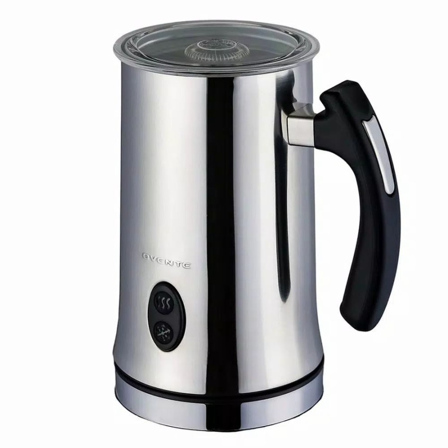 * Coffee Makers | Coffee Makers Ovente 1.25-Cup Chrome Electric Double Wall Stainless Steel Milk Frother, Frothing & Heating Whisks, Espresso Machine Latte