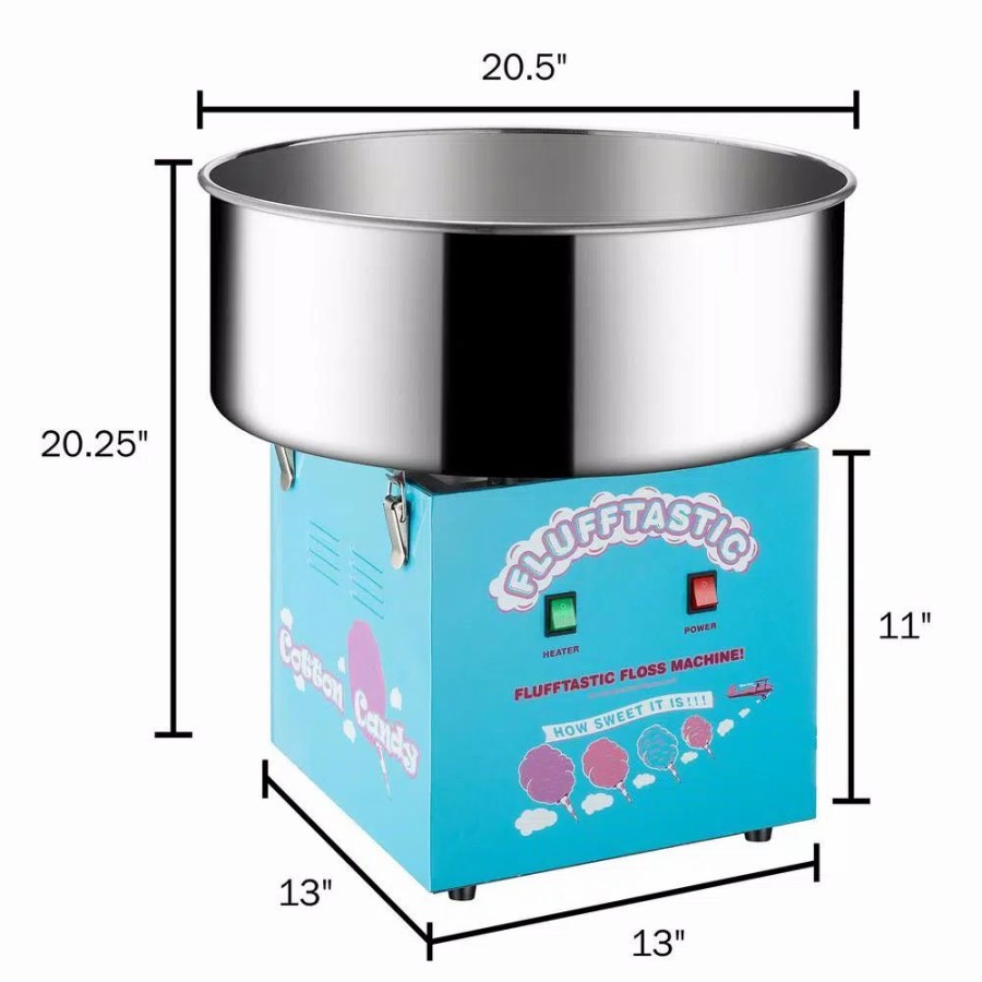 * Dessert Makers | Dessert Makers Great Northern Blue Cotton Candy Machine- Flufftastic Floss Maker- Use Sugar Or Hard Candy- Stainless Steel Pan