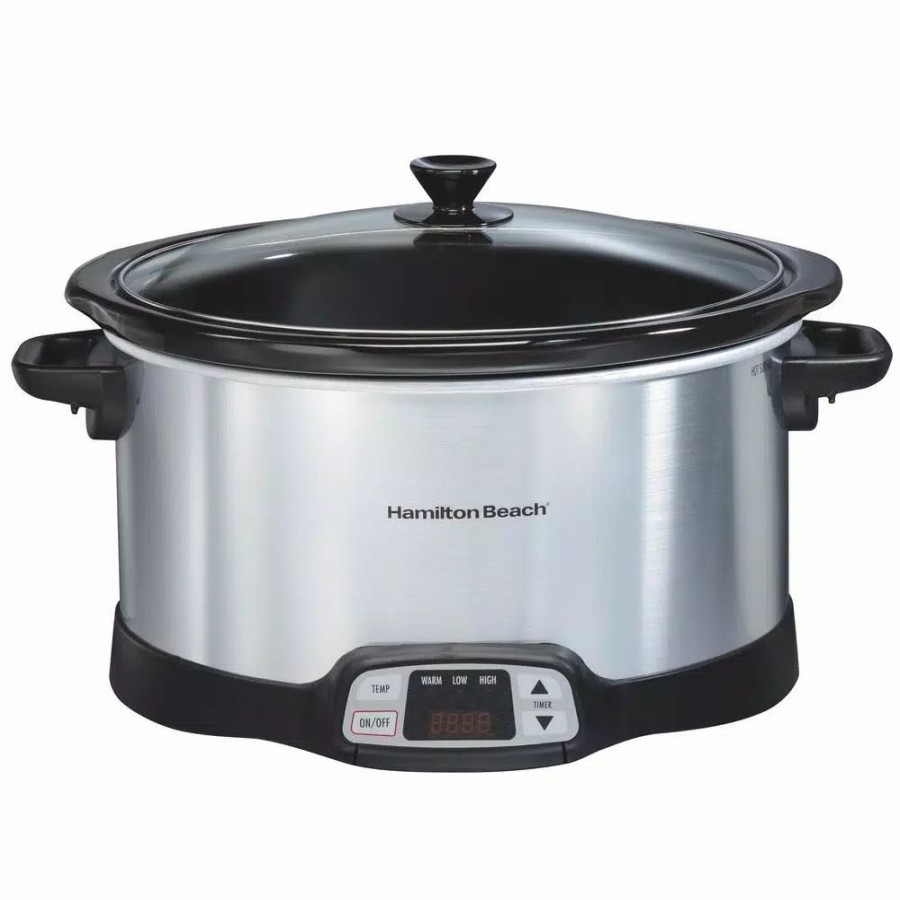 * Cookers | Cookers Hamilton Beach 8 Qt. Programmable Stainless Steel Slow Cooker With Built-In Timer And Temperature Settings