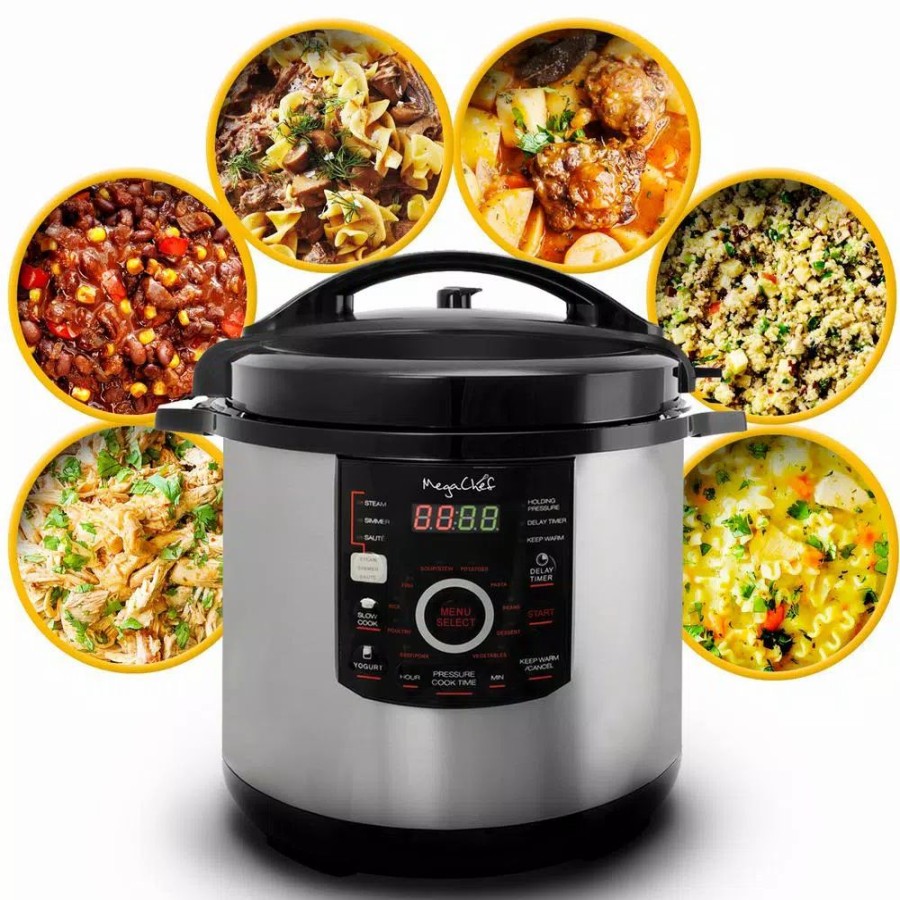 * Cookers | Cookers Megachef 12 Qt. Black And Silver Electric Pressure Cooker With Automatic Shut-Off And Keep Warm Setting