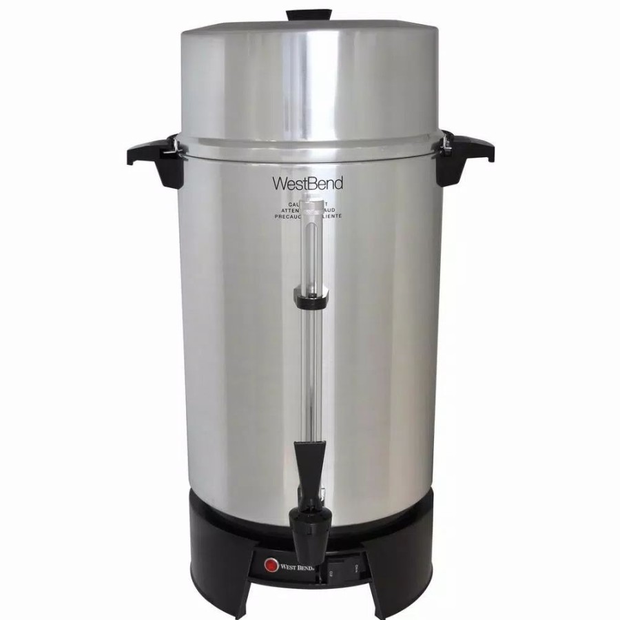 * Coffee Makers | Coffee Makers West Bend 100-Cup Silver Aluminum With Quick Brewing Nsf Certified Commercial Coffee Urn Features Automatic Temperature Control