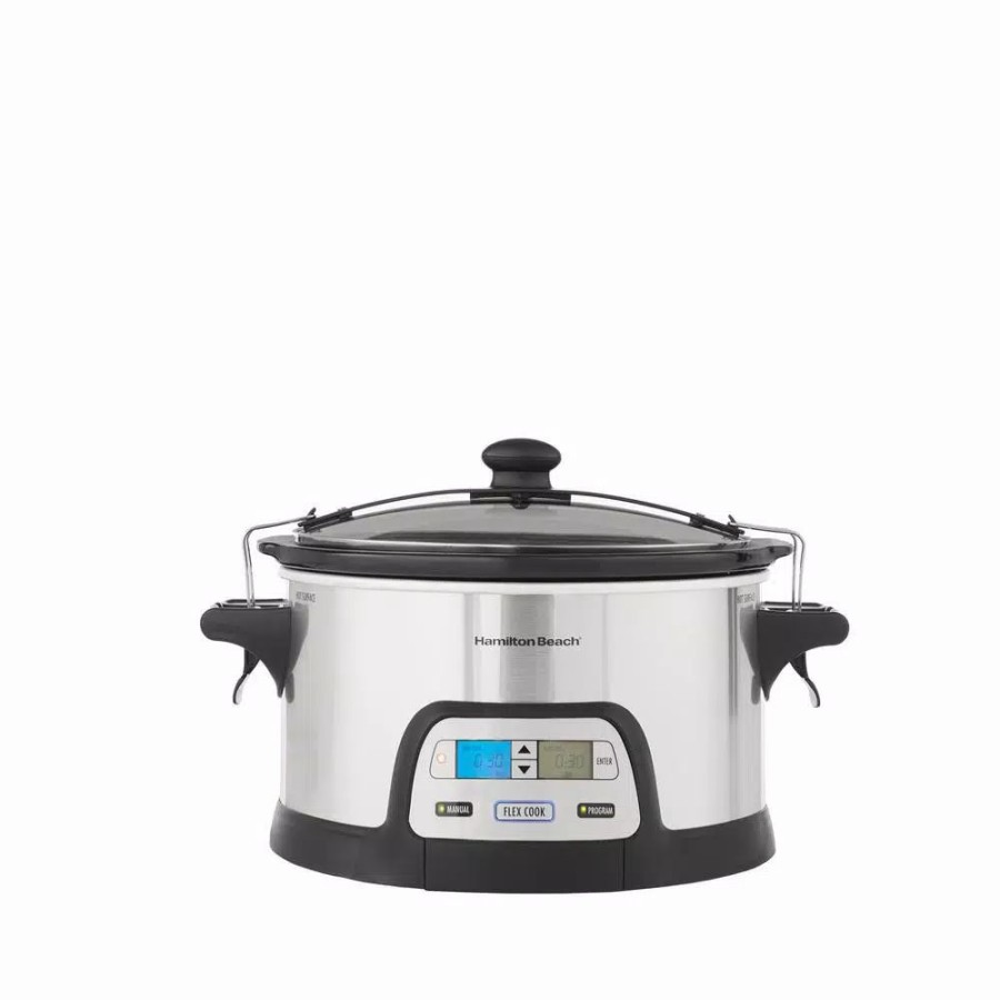 * Cookers | Cookers Hamilton Beach Flexcook 6 Qt. Silver Programmable Slow Cooker With Temperature Controls