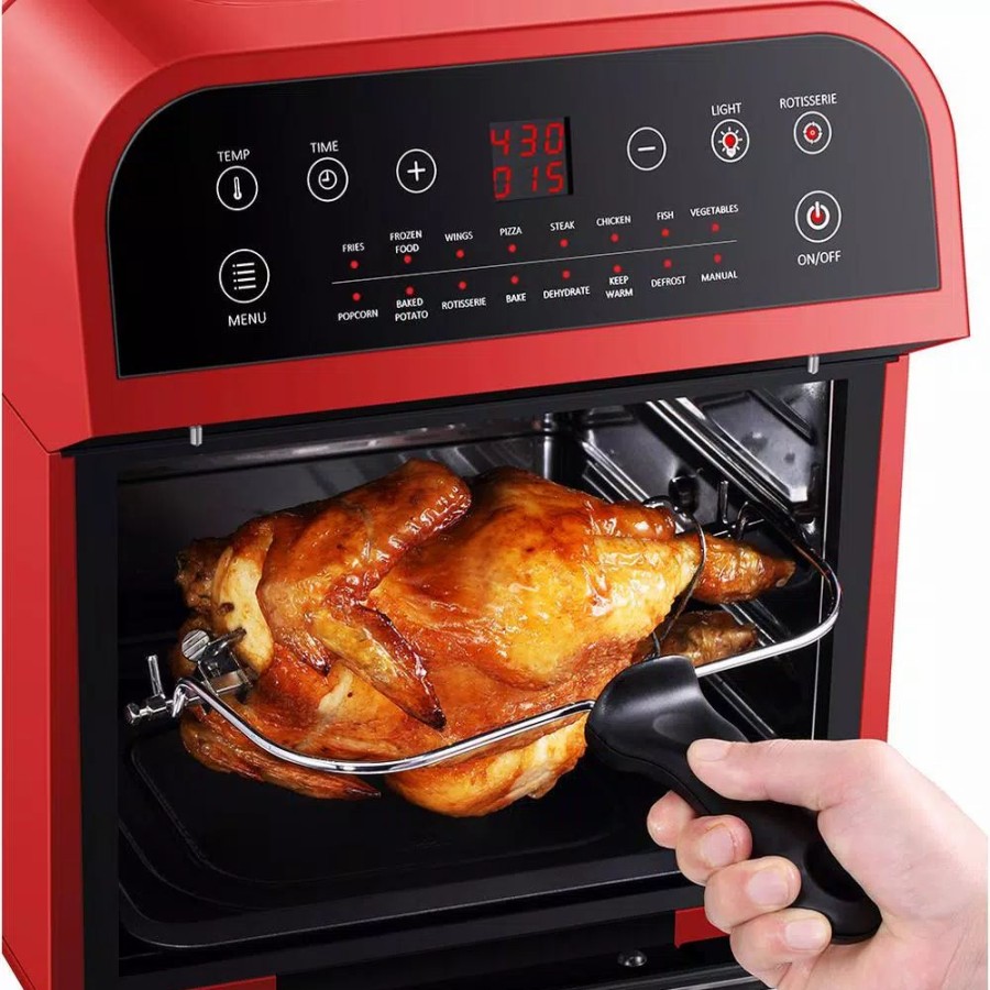 * Toasters | Toasters Gowise Usa 1600 W Red Rotisserie Oven And 12.7 Qt. Electric Air Fryer