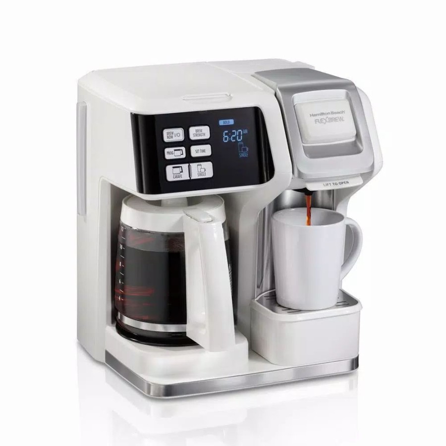 * Coffee Makers | Coffee Makers Hamilton Beach 12-Cup White Flexbrew 2-Way Coffee Maker