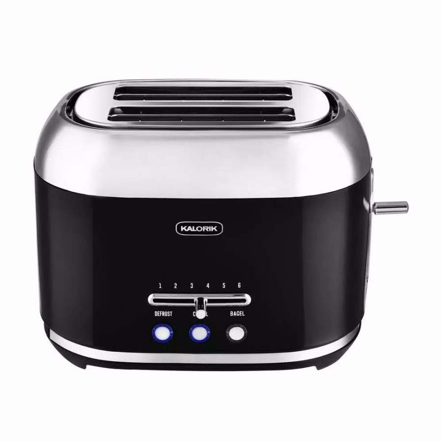 * Toasters | Toasters Kalorik Retro 2-Slice Black Wide Slot Toaster