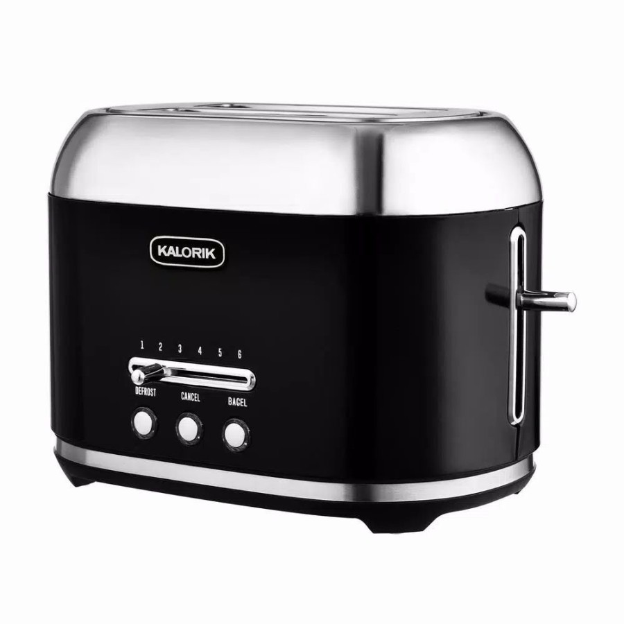 * Toasters | Toasters Kalorik Retro 2-Slice Black Wide Slot Toaster