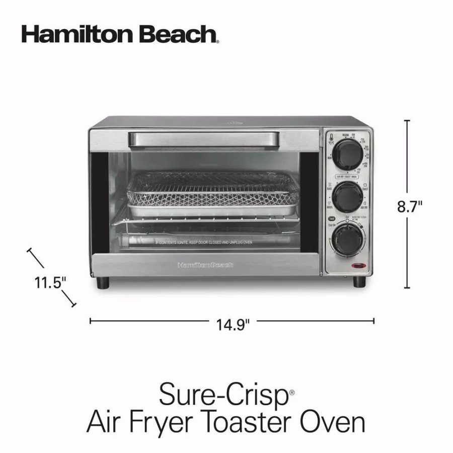 * Toasters | Toasters Hamilton Beach Sure Crisp 1120 W 4-Slice Stainless Steel Toaster Oven With Air Fry