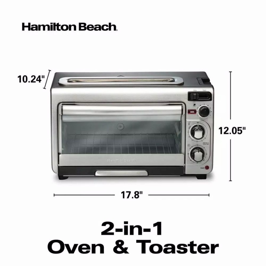 * Toasters | Toasters Hamilton Beach 2 In 1 1450 W 4-Slice Silver Toaster Oven With 2-Slice Toaster Slots