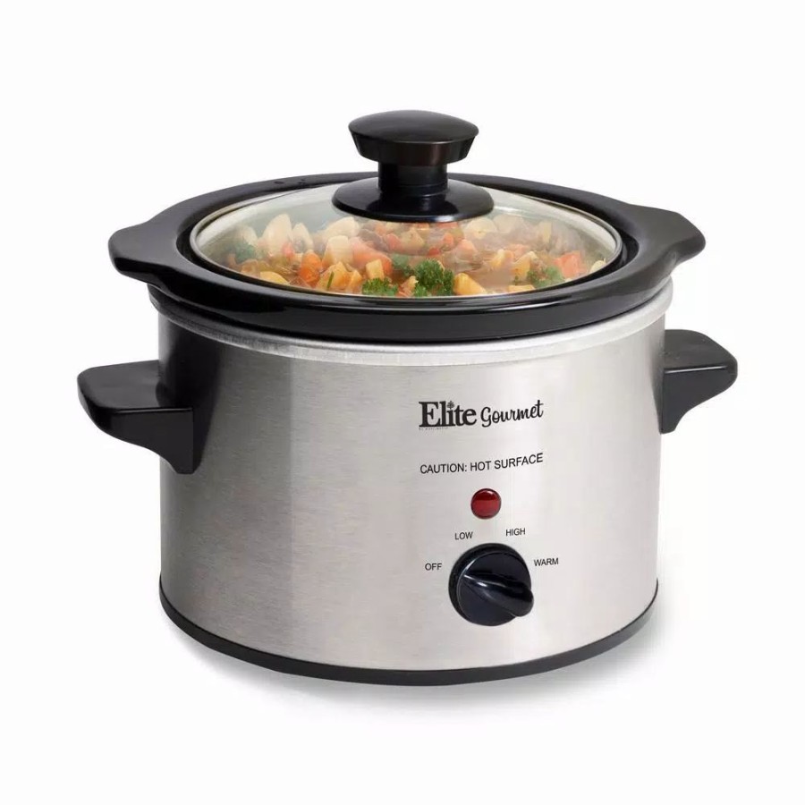 * Cookers | Cookers Elite Gourmet 1.5 Qt. Stainless Steel Mini Slow Cooker