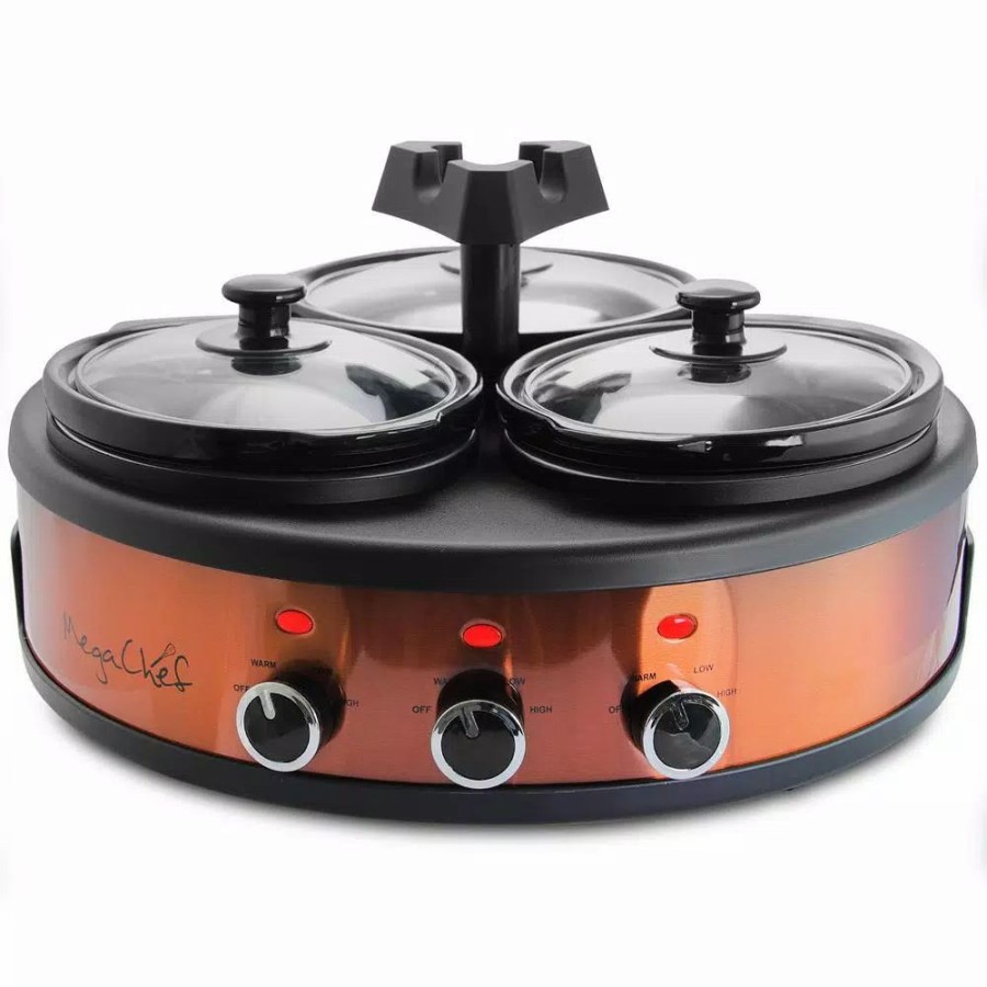 * Cookers | Cookers Megachef Triple 4.5 Qt. Copper Slow Cooker With Glass Lids