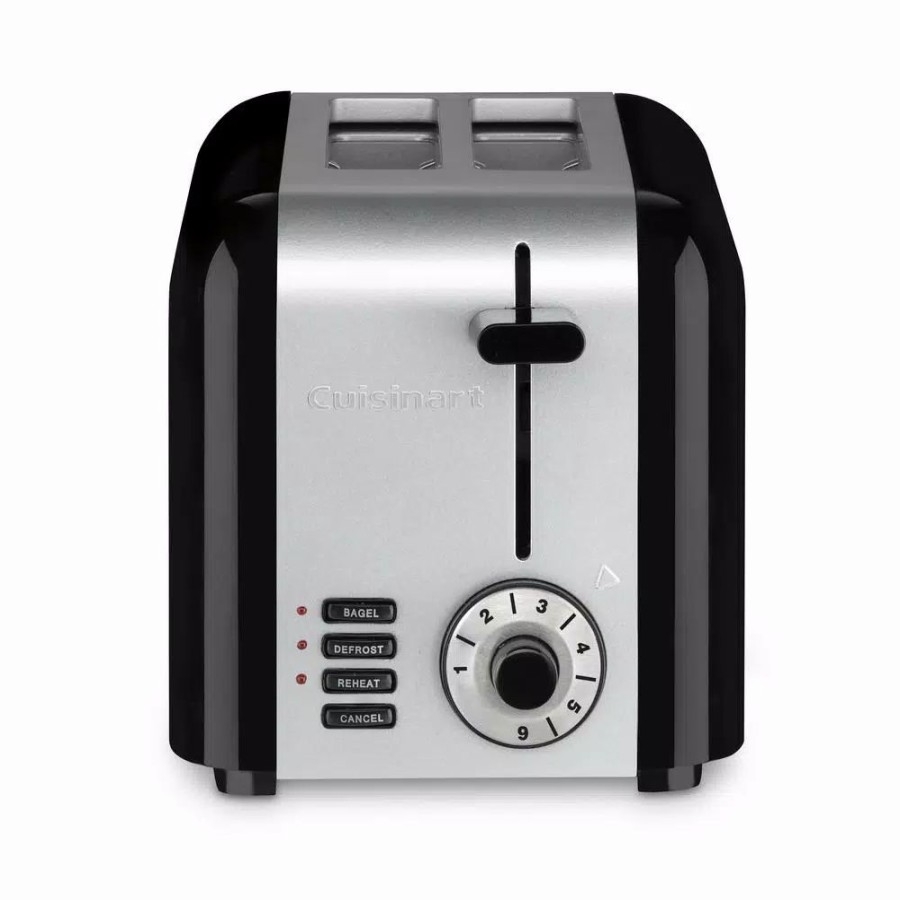 * Toasters | Toasters Cuisinart Compact 2-Slice Black And Stainless Steel Wide Slot Toaster