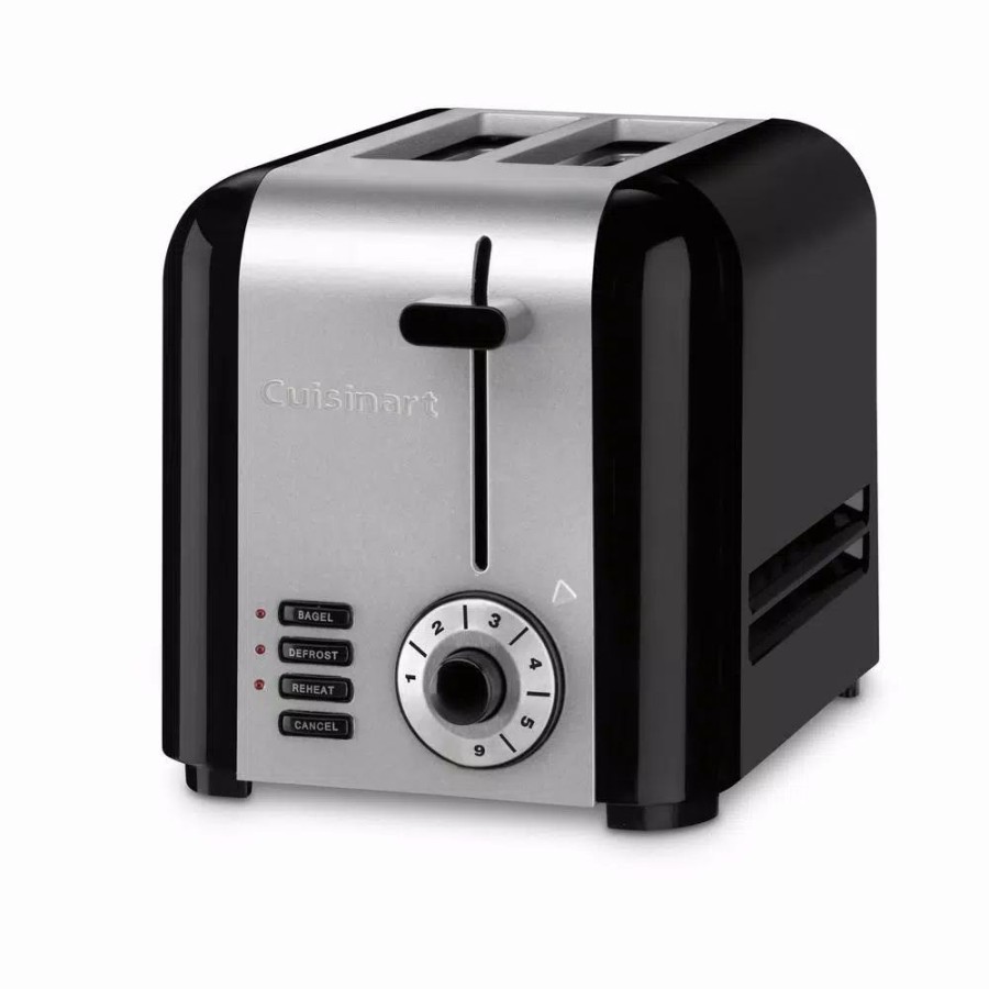 * Toasters | Toasters Cuisinart Compact 2-Slice Black And Stainless Steel Wide Slot Toaster