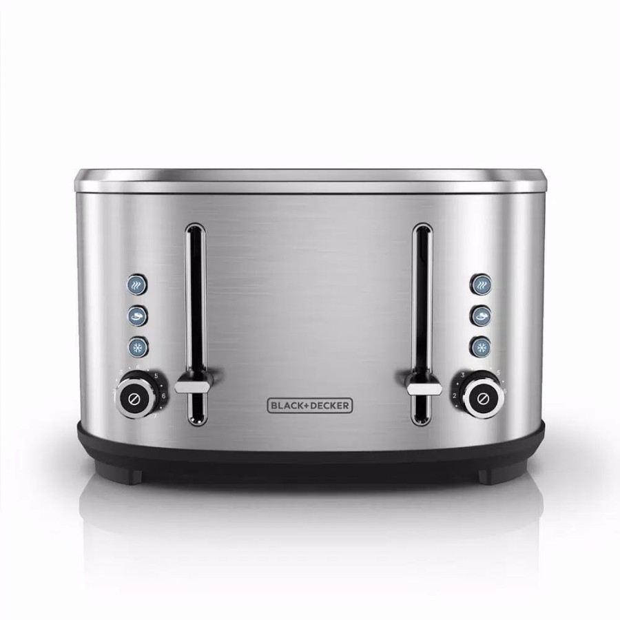 * Toasters | Toasters Black+Decker 4-Slice Stainless Steel Extra-Wide Slot Toaster With Crumb Tray