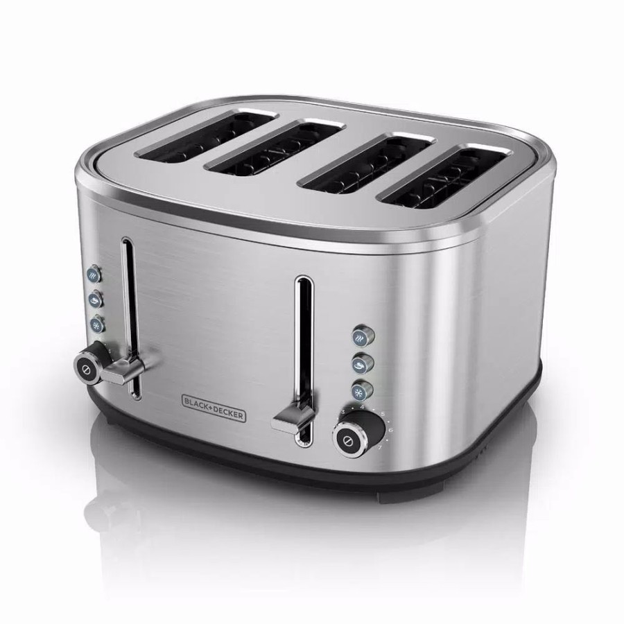 * Toasters | Toasters Black+Decker 4-Slice Stainless Steel Extra-Wide Slot Toaster With Crumb Tray