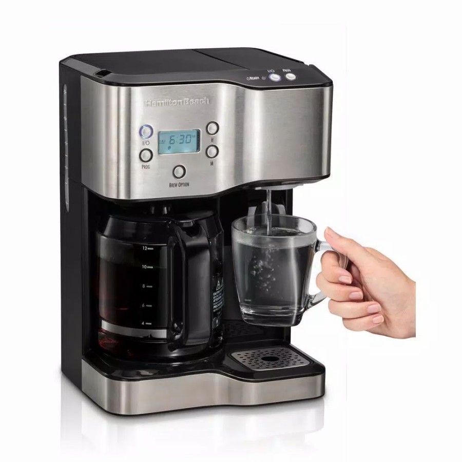 * Coffee Makers | Coffee Makers Hamilton Beach 12-Cup Programmable Black Coffee Maker With Hot Water Dispenser