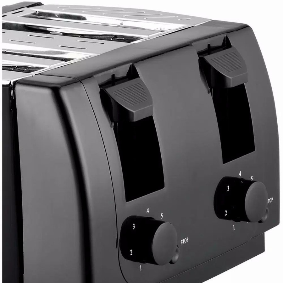 * Toasters | Toasters Brentwood Appliances 4-Slice Black Toaster With Cool-Touch Exterior