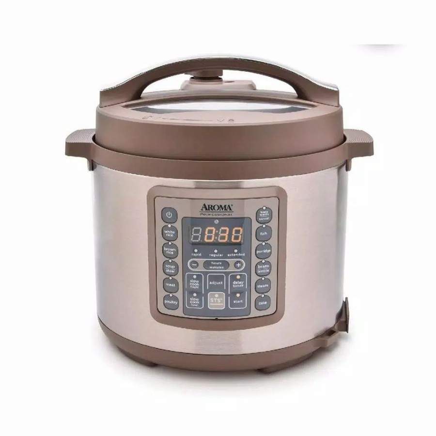 * Cookers | Cookers Aroma 4 Qt. Brown Electric Multi-Cooker With Aluminum Pot