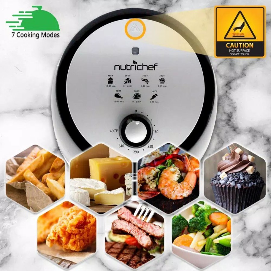 * Toasters | Toasters Nutrichef Black Countertop Air Fryer Oven Cooker Healthy Kitchen Convection Air Fry Cooking